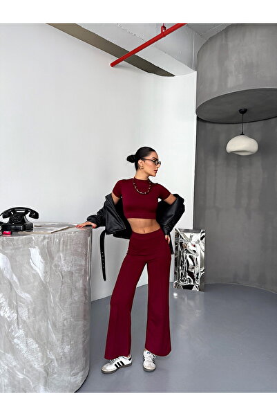 sportiness Modal Fabric Suit with Chima Detail Crop Tracksuit Suit