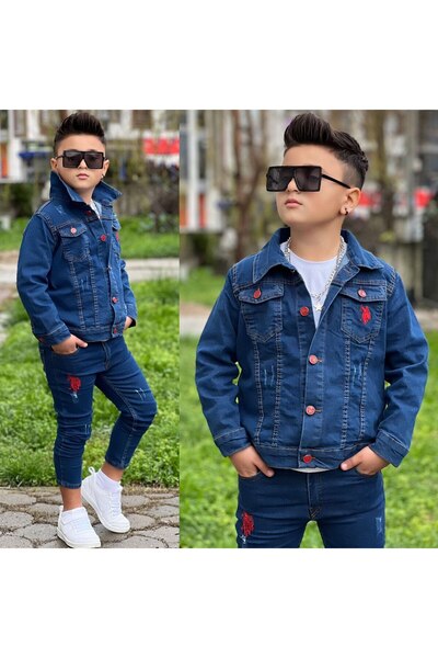 berilelabutik Erkek Çocuk Kot Ceket Pantolon Takım