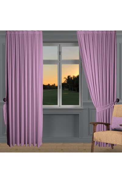 DECO Koyu Lila Ada Fon Perde Pilesiz Extraforlu Düz Dikim Büzgü Pile