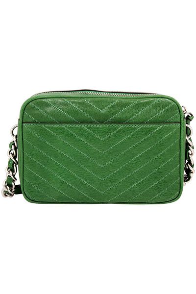 Tory Burch Fleming Chevron Ladies Small Green Leather Camera Bag