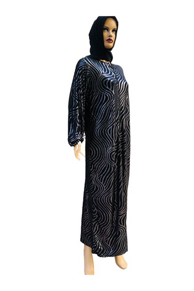 eflin Women's Hijab Hijab Clothing Prayer Dress Black-Silver Star Combed Cotton