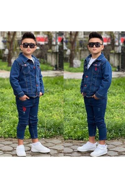 berilelabutik Erkek Çocuk Kot Ceket Pantolon Takım