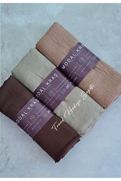 Trend Hediye Sepeti Σετ σάλι Bamboo Cashew 3 τεμαχίων καφέ, πράσινο ελιάς, καφέ γάλακτος