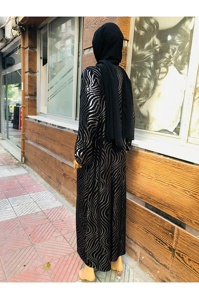 eflin Women's Hijab Hijab Clothing Prayer Dress Black-Silver Star Combed Cotton