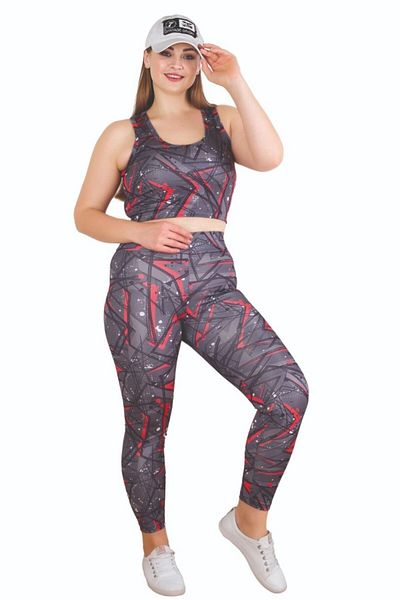 tarzımsüper Jambiere de mărime mare pentru femei - Set crop top jambiere cu talie înaltă și bretele groase fără sârmă
