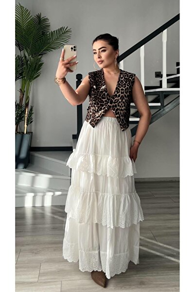 Oslove Premium Leopard Pattern Buttoned Vest