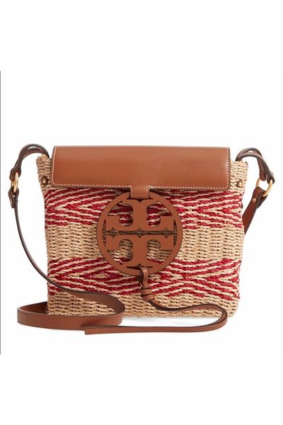 Tory Burch Miller Stripe Straw Crossbody Bag
