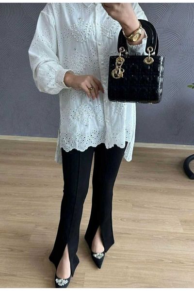 SERAH BUTİK Fisto Stone and Pearl Detail Tunic