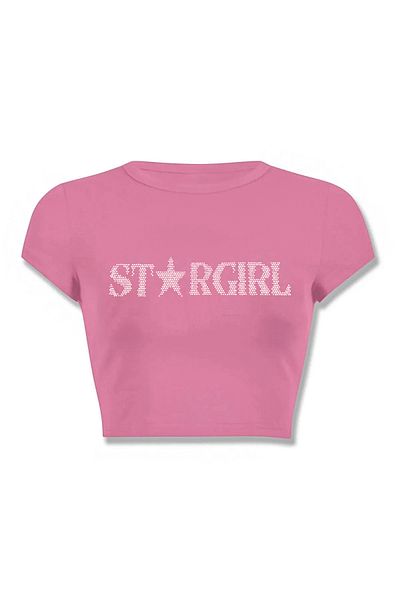 3 ROPE Stargirl Ριχτό με Κρύσταλλα Εκτύπωση 100% Βαμβάκι Ροζ