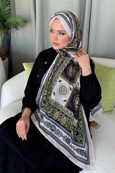 Şulemoda Giyim Şal imprimat digital Kuoos Ecru