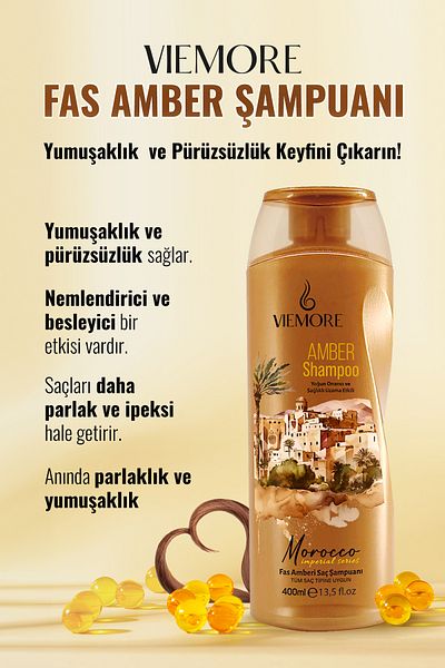 Viemore Moroccan Amber Hair Shampoo 400ml - Repairing, Strengthening, Anti-Hair Loss, Shine, Moisturizing