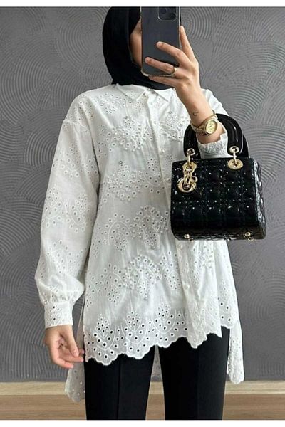 SERAH BUTİK Fisto Stone and Pearl Detail Tunic