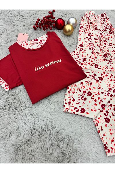 pijamaworld Short Sleeve Capri Pocket Summer Pajama Set