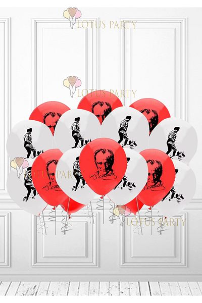 LOTUS PARTY 23 April 29 October 10 November 19 May School Ornaments Atatürk Printed Balloon Moon Star Printed Balloon 20 Pieces
