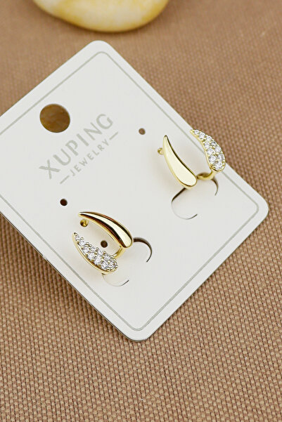 Keyifli Hayaller Xuping Vip Küpe - Zirkon Taşlı 2li damla  Model Xuping Marka Kararmaz Solmaz 1,5cm Küpe