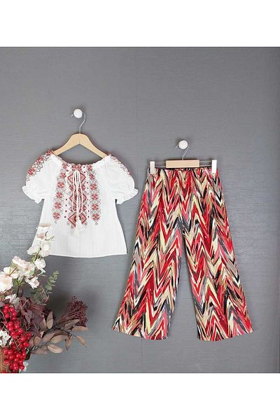 BLR KİDS Ethnic Patterned Pnatlon Girl's Suit
