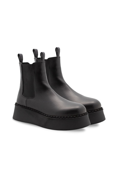 Vario Hakiki Deri Platform Chelsea Bot Sıyah (black)