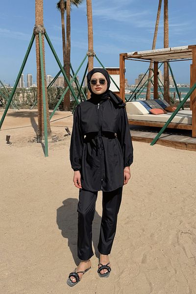 lurex moda Robe Detailed Hijab Swimsuit
