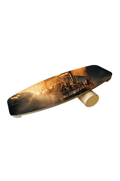 wudie Placă de echilibru cu imprimeu din lemn Rocket Balance Board Rocket Gym Board