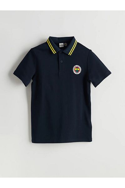 LC Waikiki LC OUTLET YELLOW Tricou pentru băiat cu imprimeu cu gât polo bleumarin