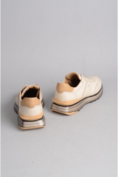 SEÇ KUNDURA ΓΝΗΣΙΟ Δερμάτινο Μπεζ Ανδρικά Αθλητικά Παπούτσια - SELECT 6606