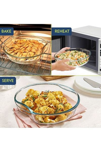 Borosil Easy Grip Round Cake Dish- Microwave, Oven And Dishwasher Proof White 2.5Liters