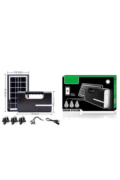 Cady One A Solar Energy System With A Searchlight, 3 Bulbs, And A Mobile Charger Outlet