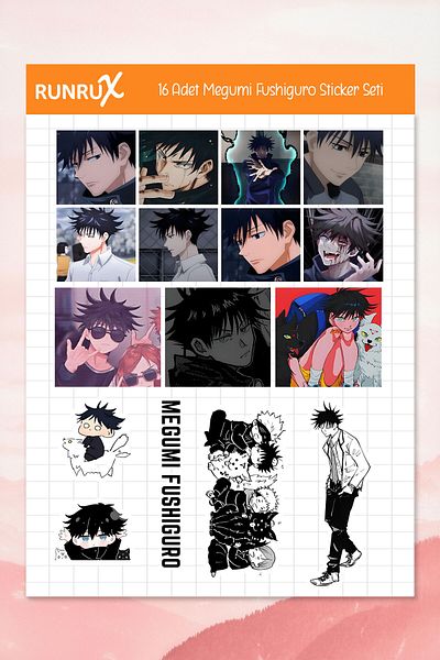 Runrux Megumi Fushiguro Sticker - Jujutsu Kaisen Sticker - Notebook, Laptop, Phone, Scrapbook Sticker