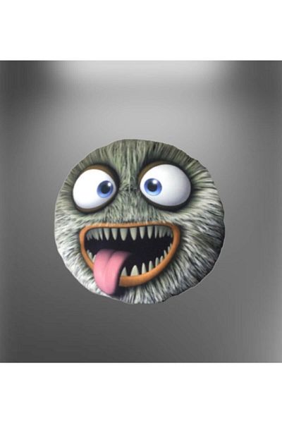 AZİZ OYUNCAK 30 cm Monster Gray Humorous Emoji Pillow - Toy Themed