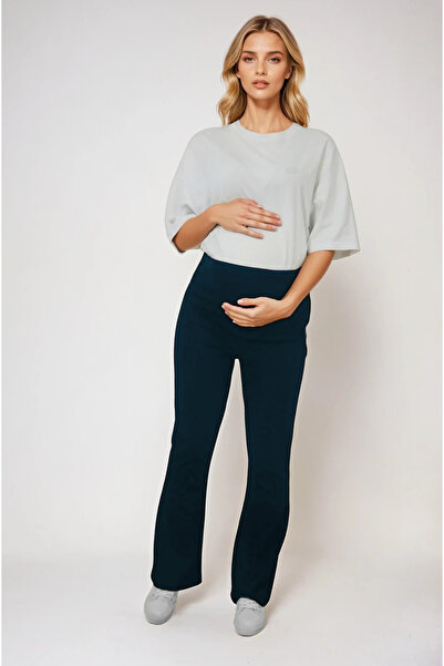 MODA Hamile Giyim Bel Ayarlanabilir Ispanyol Paça Iki Iplik Lycra Penye Pantolon