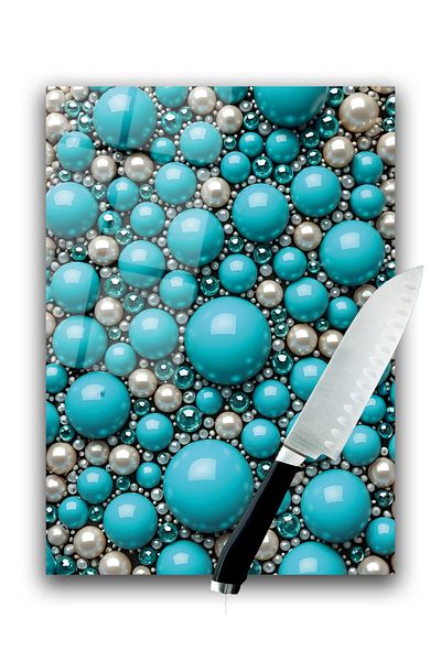 home dekors Glass Cutting Board Chopping Board Colorful Pearls Dowry Gift 35X25 cm