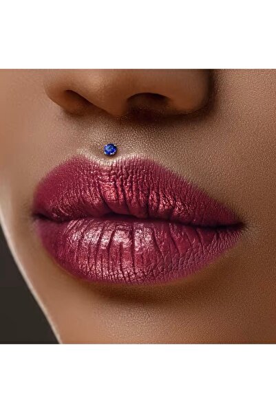 Bylin Cerrahi Çelik Lacivert Zirkon Taşlı Piercing. Dudak,helix,tragus, Flat ...