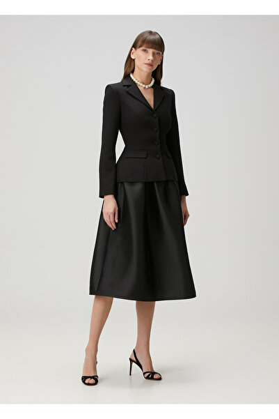 Self Portrait Siyah Midi Kokteyl Elbise