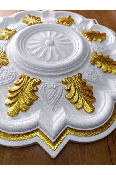 GÜÇLÜ MENEKŞE DESENLİ METALİK BOYALI TAVAN GÖBEĞİ 50 cm - ALTIN (Gold) Renk