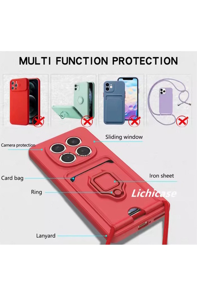 m.tk moveteck Case for Xiaomi Redmi Note 14 Pro 5g with Camera Protection Sliding Ring Business Card Ip Strap Zuma Silicone