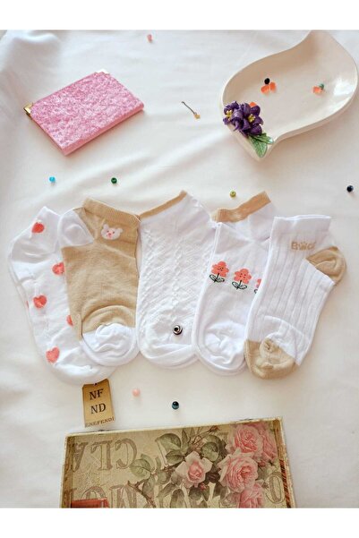 ENEFENDİ Чорапи, без шев на пръстите, мек памук, къс маншет, с шарки, дамски, размер 36-40, единична двойка