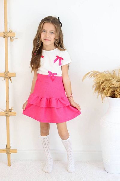 şıklık durağı Summer Short Sleeve T-Shirt & Skirt 2 Piece Girls Skirt Suit