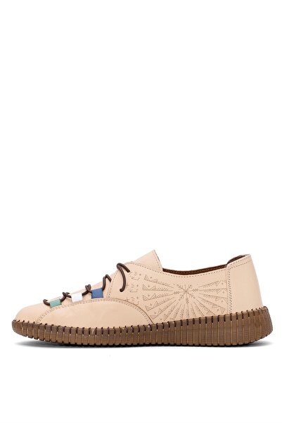 Venüs Beige Women's Casually Texture Ziplike Wild Shoes 24370001 Y