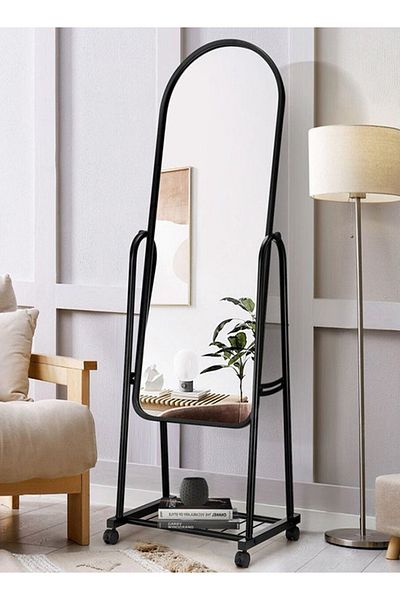 Cady One Standing Mirror With Stand, Black, 153*41 Cm