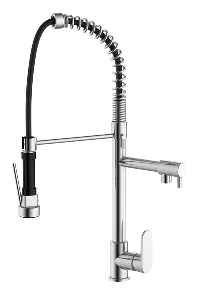 HESANIT Deck Mounted Kitchen Mixer with Sprayer Stainless Steel Brushed