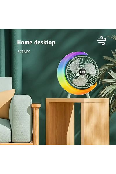 Primo Plus Colorful desk fan with 3 wind speeds and 5 lighting levels with 180° adjustable angle