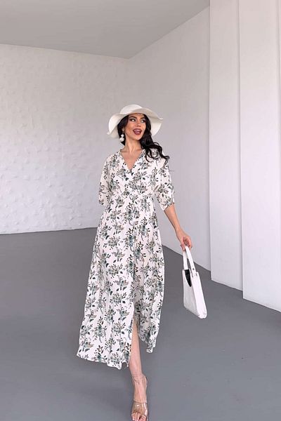 Pek Moda Rochie de seară lungă cu model floral bej verde pentru femei cu fustă cu volan Rochie de vară de absolvire