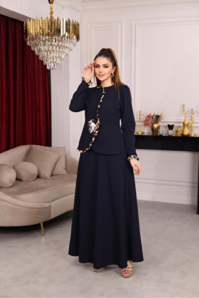 MAY MARA بدلة نسائية مكونة من قطعتين من الكريب مع سترة وتنورة مزينة بنقشة الفهد