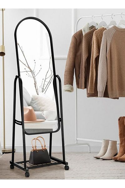 Cady One Standing Mirror With Stand, Black, 153*41 Cm