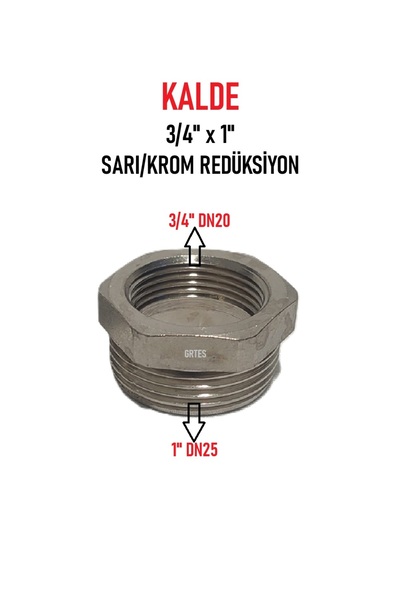 KALDE 3/4" x 1" Sarı/Krom Redüksiyon - Brass Reduction