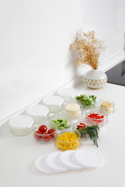 ZURİ DESİGN Premium 12 Grain Storage Container Set 410 Cc White Plastic Glass with Lid, Airtight
