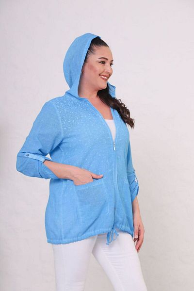Mezure Μπλούζα με κουκούλα με τσέπη με φερμουάρ Plus Size