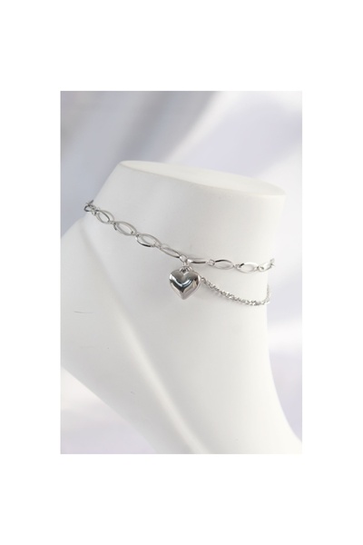 Skygo 316L Steel Silver Color Heart Designed Anklet - Tj-Hh1594
