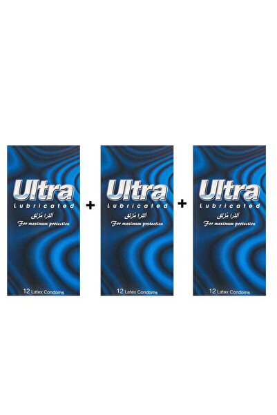 ULTRA Ultra Condoms, Lubricated, 3 Packs, 12 Pieces Each