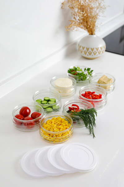 ZURİ DESİGN Set of 8 Premium Storage Containers (410 Cc) White Plastic, Glass Storage Container with Lid, Airtight